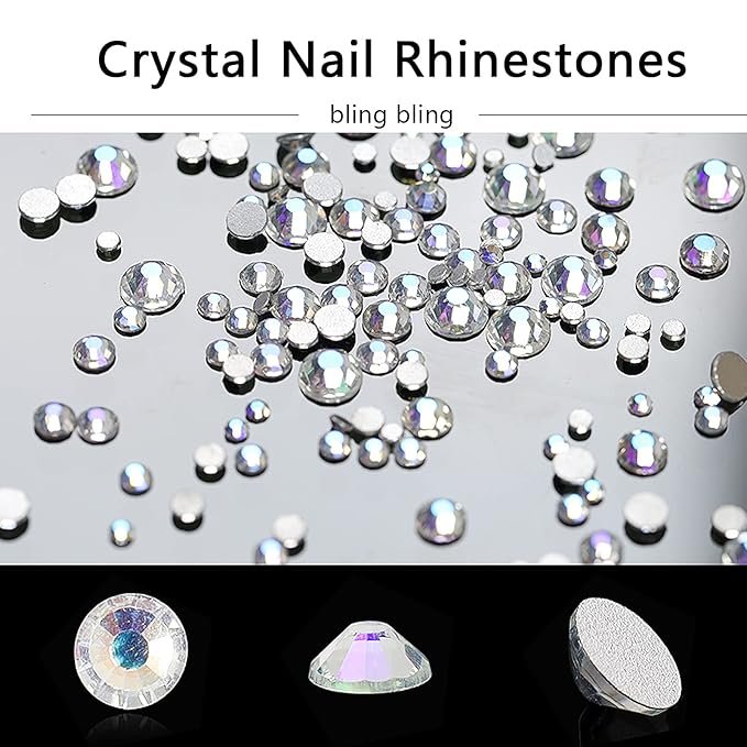 3D Acrylic Butterfly Flowers Bear Nail Charms Art 3D, AB Crystal Rhinestones Multi Shapes Pearl Gold Metal Art, Decal Jewelry Accessories DIY Crafting, 2 Piece Set