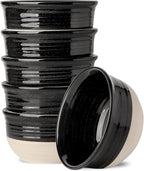 HASENSE Ceramic Cereal & Soup Bowls Set of 6, 20 Oz Black & Beige Stackable by Hasense