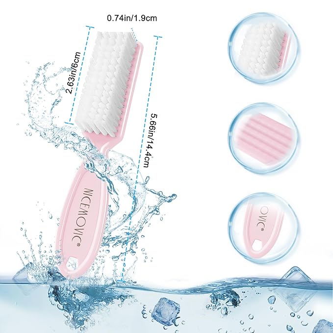 NICEMOVIC 10 Pcs Nail Brush for Cleaning Fingernails, Handle Grip Nail Scrubber Brush, Hand Fingernail Cleaner Brush Manicure Tools Scrub Cleaning Brushes, Use for Toe and Nail Cleaning (Macaron-Pink)