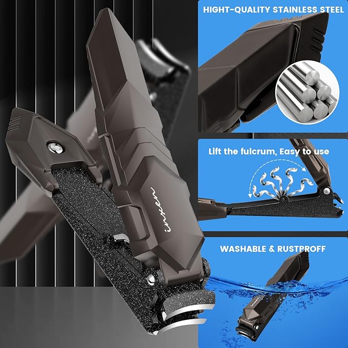 Nail Clippers for Thick Nails, INXEN Nail Clippers with Extre Wide Jaw Opening for Hard Toenails, Stainless Steel Nail Clippers ，Nail Cutter Set for Men Women Senior