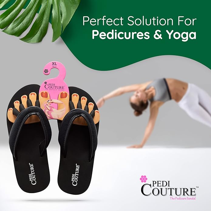Pedi Couture Pedicure Sandals with Built In Toe Separators for Women - Comfortable Spa Style Flip Flops for Home, Salon, Yoga & Gym Use