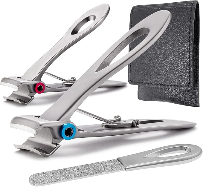Large and Small Nail Clippers Set, Toenail Clippers for Thick Toenails, Wide Jaw Opening Heavy Duty Stainless Steel Toe Nail Clippers for Seniors, Men & Women