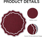 Linen Coasters for Drinks, 4.5 inch, Cinnabar | Absorbent Linen Drink Mats - Image 4