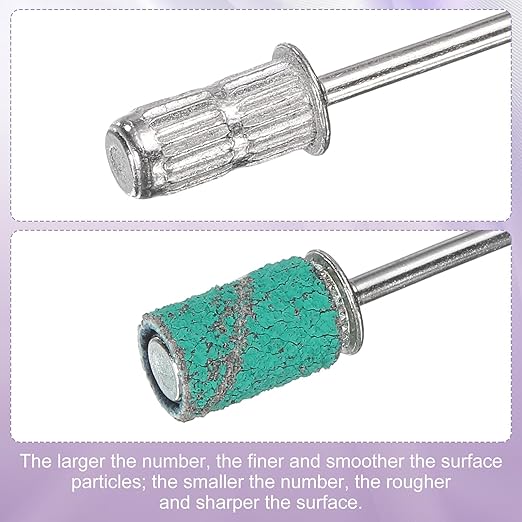 HARFINGTON 76pcs Small Sanding Bands 80/120/180 Grit for Nail Drill Bits Mini Sanding Band with 2.35mm Mandrel for Nails Gel Manicures Green
