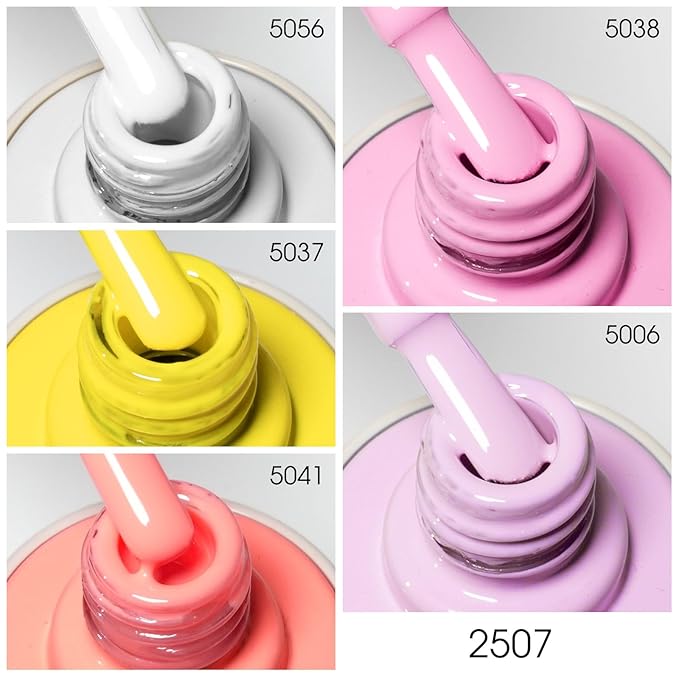 VENALISA Gel Nail Polish Set, 5 Colors 10ML Gel Polish Kit Pure White Yellow Pink Purple Color Soak Off Salon Manicure DIY at Home Nail Art For Girls Women