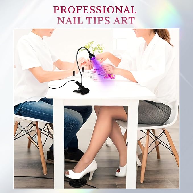 krofaue UV LED Nail Lamp - Quick Dryer Curing Light Foot Control Gooseneck UV Nail Dryers with Gooseneck and Clamp Manicure Salon DIY at Home Beauty Black