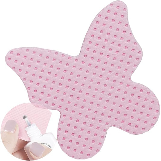 200 Pieces Pink Lash Glue Wipes, Nail Wipes, Butterfly Shape Lint Free Magic Wiper Cloth, Lash Extension Supplies (1 Box) (Simple Packaging)-(Pink Butterfly Shape)