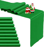 10-Pack Emerald Green Satin Table Runner 12 x 108 Inch Long Bright and Smooth by Pufogu