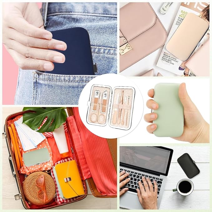 Manicure Set, Nail Clipper Set Stainless Steel Nail Clipper Kit 7 in 1 Manicure Kit Grooming Kit Nail Clippers Pedicure Kit Fingernail Toenail Clippers for Men Women Husband Boyfriend Travel Rose Gold