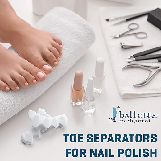 Ballotte Toe Separators, Silicone Toe Spacers for Bunions and Overlapping Hammer Toes, Athletic Tootsie Spacers for Running and Yoga, Foot Finger Splitters for Men & Women (Toe Seperators (White 6-Pack))