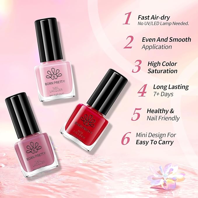 Born Pretty Fall Nail Polish Set, 15 Colors Brown Black White Gray Red Pink Nude Nail Polish Quick Dry Fall Winter Colors Fingernail Polish Kit for DIY Nail Art Salon Home Gift for Women
