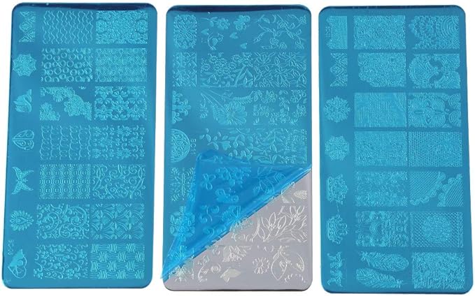 Manicure Stamp Stencils, Nail Stamping Plates Set, Nail Plate Template for Women Nail Art Decoration Manicure, Stencil Nails Tool, Flower Forest Image Plate Nail Art Stamper Scraper Nails Tool