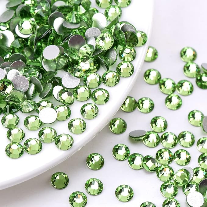 Novani Crystal Rhinestones, Flatback Loose Gemstones 1440pcs Glass Rhinestones for Clothes Shoes Crafts Makeup Nail Art and DIY Decorations(SS16, Light Green)
