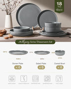 Famiware Milkyway 18-Piece Stoneware Dinnerware Set, Dark Gray | Plates and - Image 2