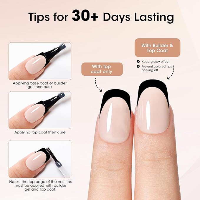 Gellen French Tip Press on Nails, Soft Medium Square French Gel Nails 150 Pcs, Classic Pink French Tip Nails, 3 in 1 No Need to File Natural Full Cover Tips 15 Sizes, Glue On Nails for Women Nails Art
