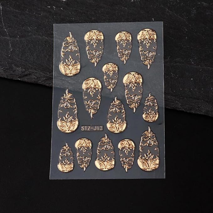 4Pcs Gold Nail Art Stickers 5D Embossed Golden Flower Nail Decals Fall Nail Art Supplies Flower Vine Leaves Autumn Nails Design French Leaf Manicure Sliders for Women DIY Thanksgiving Nail Decorations