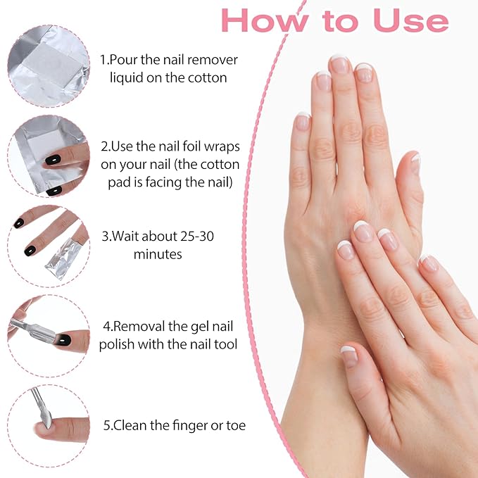 200 PCS Nail Remover Foil Wraps, Nail Foils Soak off, Gel Nails Polish Remover, Nail's Polish Removers Nails Foil Wraps with Cotton Pads (Silver)