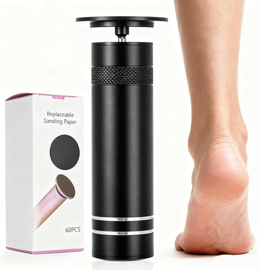 Electric Foot Callus Remover-60pcs Replacement Sandpaper Discs, 1200RPM Speed Adjustment, Metal Body, Callus & Dead Skin Removal