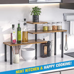 JayRex Kitchen Countertop Organizer 3-Tier Corner Shelf, Rustic Brown | - Image 4