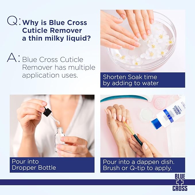Blue Cross Professional Nail Care Cuticle Remover Liquid with Lanolin (6oz) + Yello Out Purple Toner Nail (0.5oz), 2 Pack Bundle