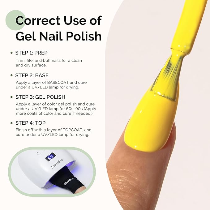 MelodySusie Hema Free Gel Nail Polish, 0.5 Fl Oz Thick Yellow Gel Polish, Non Toxic, Long Lasting, Soak Off UV Nail Polish, Manicure Nail Design Salon DIY Nail Art at Home 301