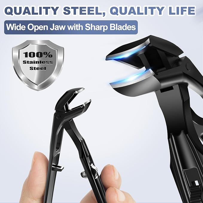 Toenail Clippers for Thick Toenails, Stocking Stuffers 2025 Gifts for Men Women, Angled Head Large Toe Nail Clippers with Wide Jaw Opening, Christmas Xmas Presents Gifts for Adults