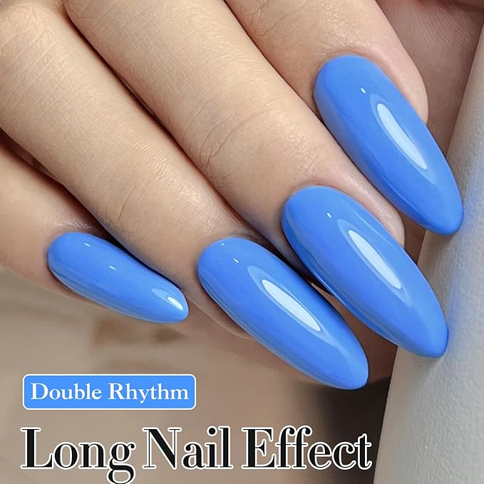 Double Rhythm Gel Polish 15ML Jelly Sheer Pastel Light Milky Color Pearl White Bottle 1 PC 0.5 OZ Full Size Nail Art Salon at Home (Blue-D1336)