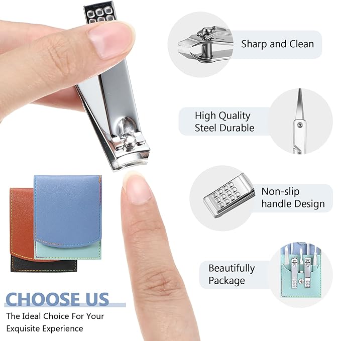 30 Set Manicure Kit Bulk Nail Clippers 7 in 1 Mini Nail Clippers Stainless Steel Professional Care Pedicure with Travel Bag Grooming Kit for Christmas Women Men Home(Vivid Color,Cute)