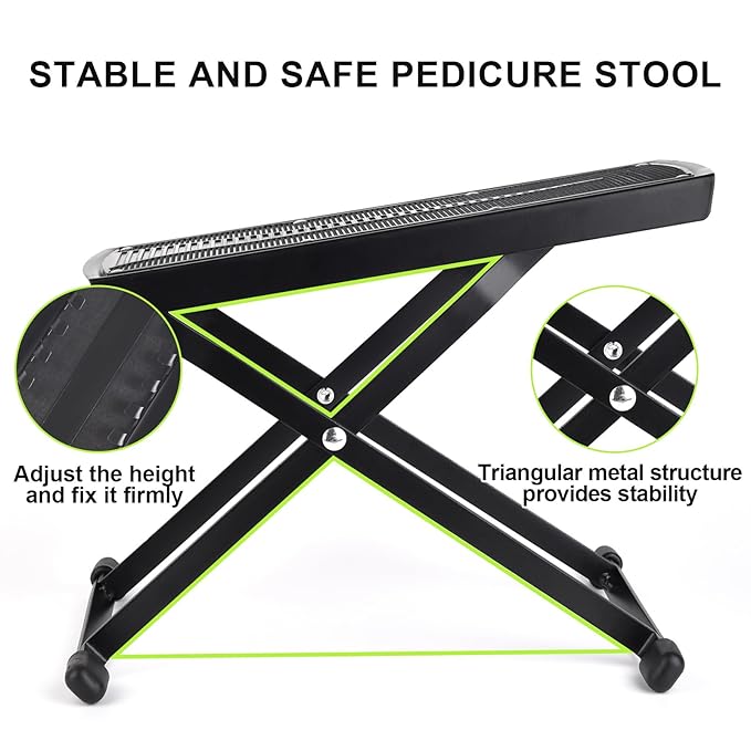 Pedicure Foot Rest Kit 6 Adjustable Heights Foot Stand for Pedicure Non-Slip Foldable Pedicure Stand for Easy at Home No More Bending or Stretching Pedicure Stool with Silicone Toe Separator