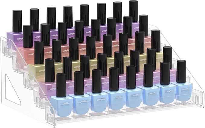 Nail Polish Holder Stand - 5 Layers Clear Acrylic Nail Polish Organizer Rack, Nail Polish Tray Display Case Fingernail Polish Holder for Essential Oils Makeup Storage