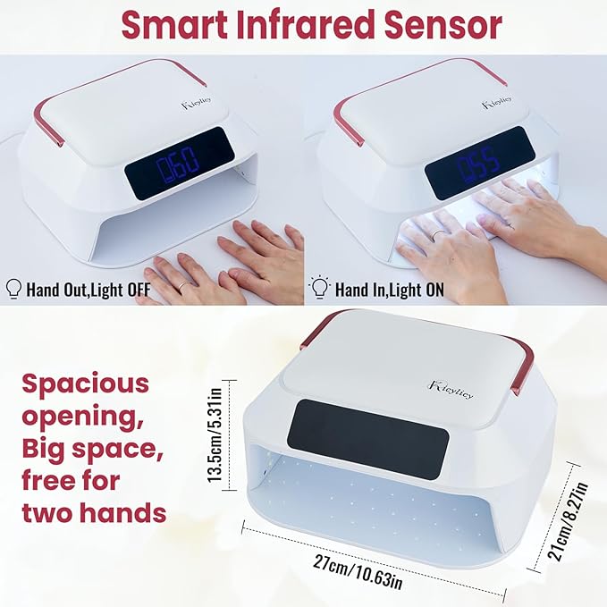 Cordless Nail Lamp,218W Professional Rechargeable UV LED Nail Lamp for Salon,Nail Lamp Built-in 30000mAh Battery,82PCS LEDs Nail Dryer with Dual Displays & Detachable Hand Pillow