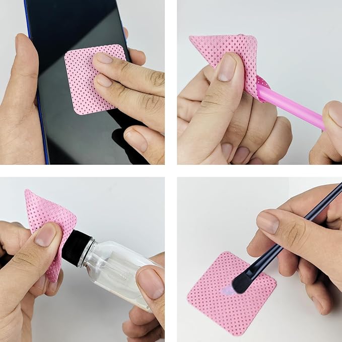 300 Pcs Lint Free Nail Wipes, Non-Woven Nail Polish Remover Pads Nail Polish Wipes for Nail Polish Removal Eyelash Extensions DIY Nail Art Supplies (Pink)