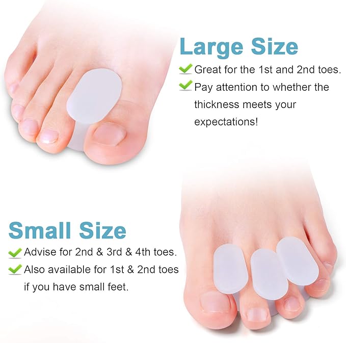 Povihome 10 Pack Toe Spacers Separators, Bunion Corrector Gel Orthotics (1/2'' Thick) for Bunion, Overlapping Toes - L Size