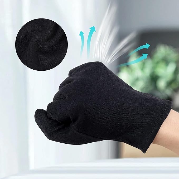 20 Pairs Large Archival Photo Gloves, Black Work Gloves For Handling Art Working Photography Men & Womens Cloth Gloves Liners Bulk for Handling Jewelry, Film, Photo, Coin Metal Inspection