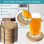 Eykao Wood Coasters for Drinks, Absorbent Coaster Sets of 8, Woven Drink - Image 2