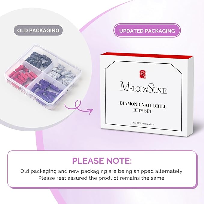 MelodySusie Nail Drill Bits, 10Pcs Diamond Sanding Bit Set with 40pcs Small Sanding Bands (#120#180#240 Grits) with 3.1mm Mandrel Bit, Nail Gel Polish Remover Tool for Acrylic Nails Manicure Nail Prep
