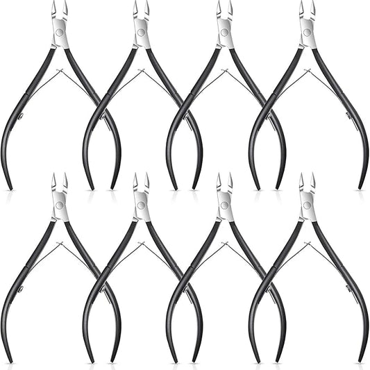 8 Pieces Cuticle Trimmer Stainless Steel Cuticle Nippers Pointed Blade Dead Skin Cutter Clipper Remover Scissors Manicure Tools for Fingernails and Toenails(Black)