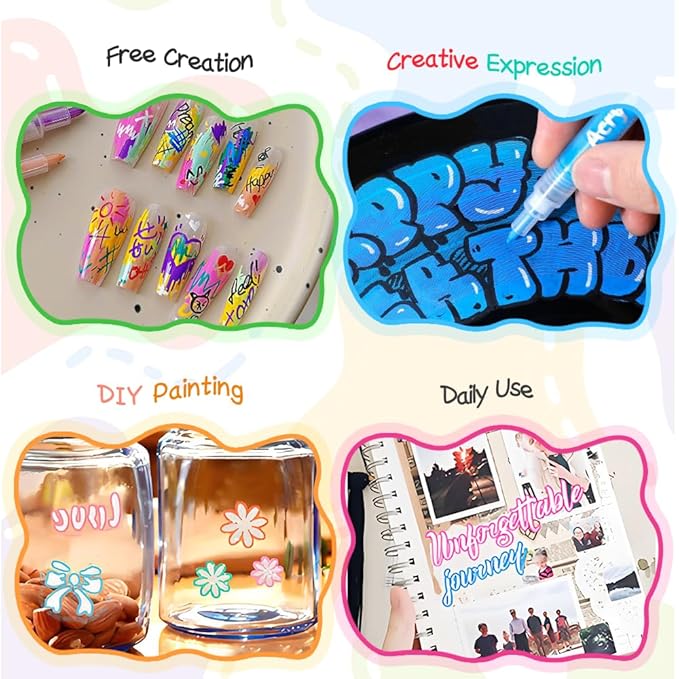 36 Colors Nail Art Pens for Painting Nails, 0.7mm Acrylic Paint Makers DIY Nail Art Markers for Kids and Adults, Quick-drying Nail Polish Pens Doodle Pens for Drawing Point Liner