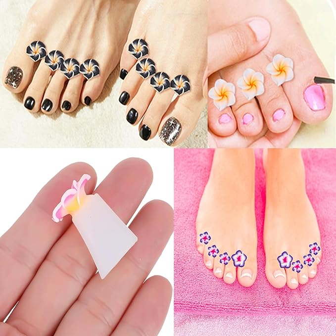32 Pieces Toe Separators Silicone Flower Toe Separators for Pedicure Colorful Toe Stretcher Nail Polish Art Tools Pedicure Spacers Tools for Nail Salon Toes Dividers (A)