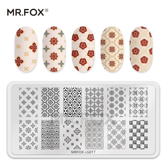 6 Pcs Nail Plates Stamping Set Dragon Patterned Chinese Traditional Decoration Style Nail Art DIY Stamping Template