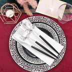 LIYH 350Pcs Black Silver Lace Plastic Plates Dinnerware Set - Image 7