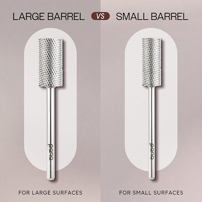 PANA Professional 3/32" Shank Size - Flat Top Large Barrel Silver Carbide Bit - Fine Grit - Nail Drill Bit for Dremel Machine