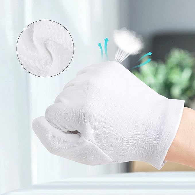 10 Pairs Archival Photo Gloves, White Small Work Gloves For Handling Art Working Photography Men & Womens Cloth Gloves Liners Bulk for Handling Jewelry, Film, Photo, Coin Metal Inspection