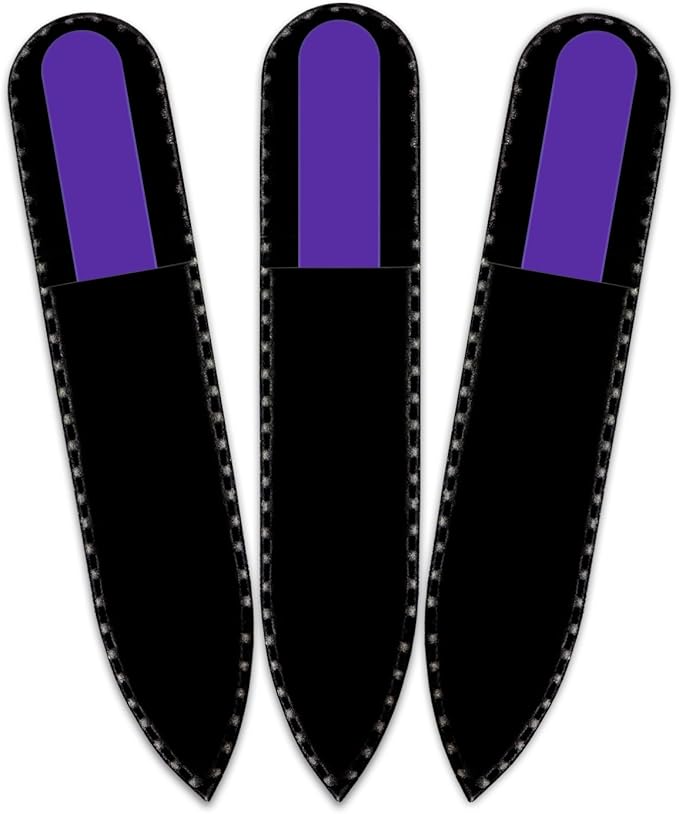 Color Crystal Nail File in Black Pouch - Small/Purse Size - Czech Tempered Glass - Handmade in Czech Republic