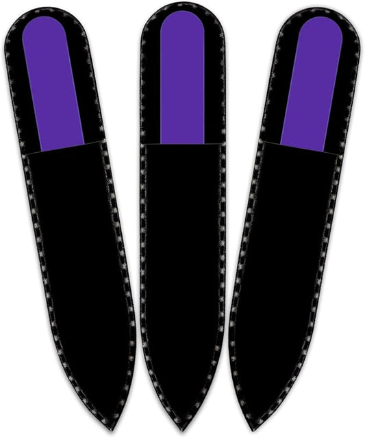 Color Crystal Nail File in Black Pouch - Small/Purse Size - Czech Tempered Glass - Handmade in Czech Republic