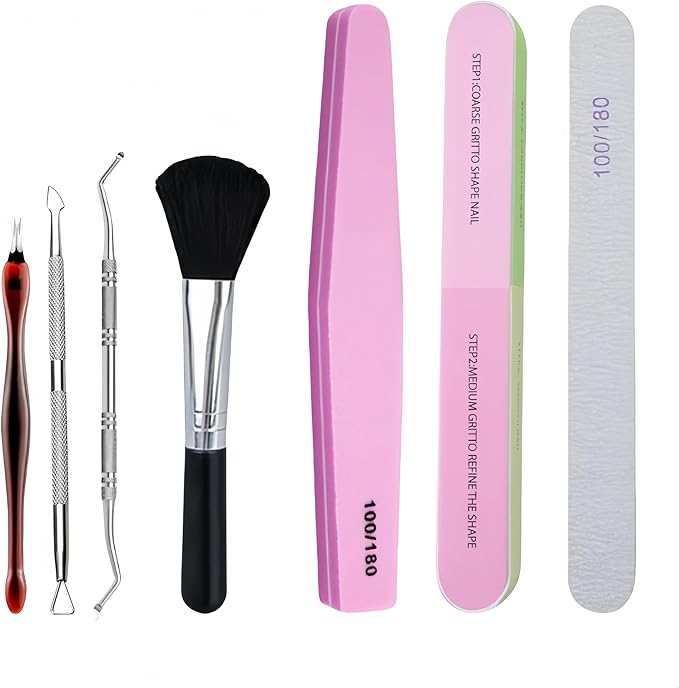 Professional Nail Care Kit,Nail Files 100/180,Nail Buffer Block,Cuticle Nippers,Cuticle Trimmer,Cuticle Pusher,Nail Art Tools,Pedicure & Manicure Tools,Nail Prep Kit,Manicure Kit for Women