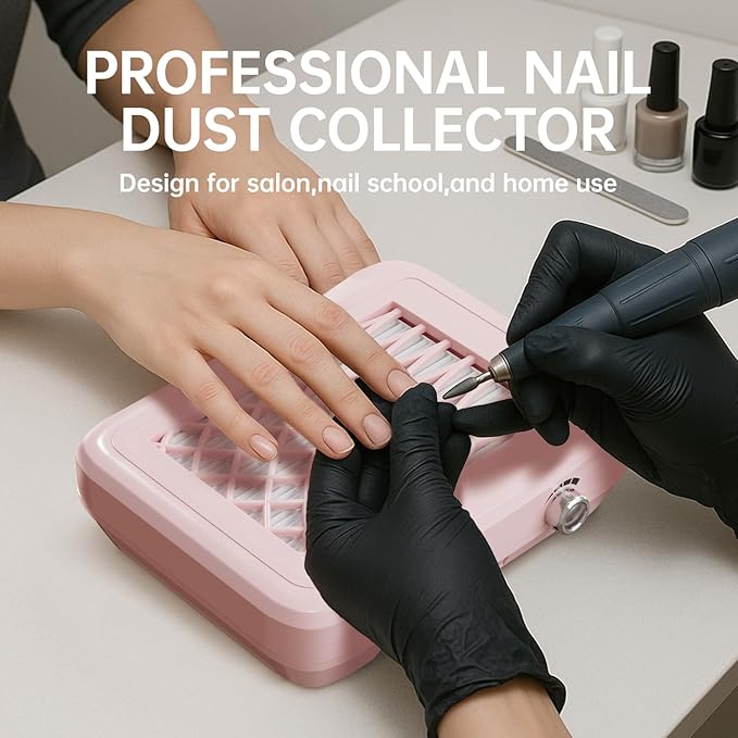 Dust Collector Nail Tech ，Nail Fan Dust Collector with 4 Speeds, Reusable & Disposable Filters, Nail Vacuum Dust Collector for Acrylic Nails, Salon & Home Use