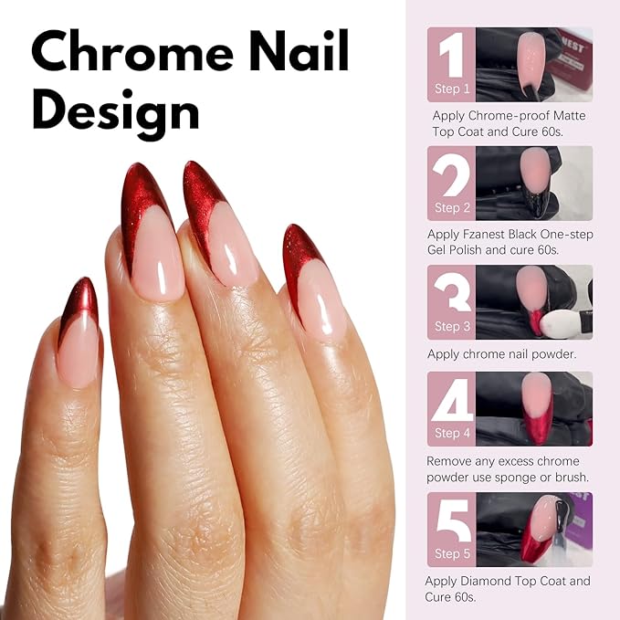 FZANEST Gel Top Coat Gel Nail Polish Matte Glossy Kit 15ml * 2PCS No Wipe Diamont Top Coat Chrome Proof Velvet Finish Good for Chrome Nail Powder Nail Art Design