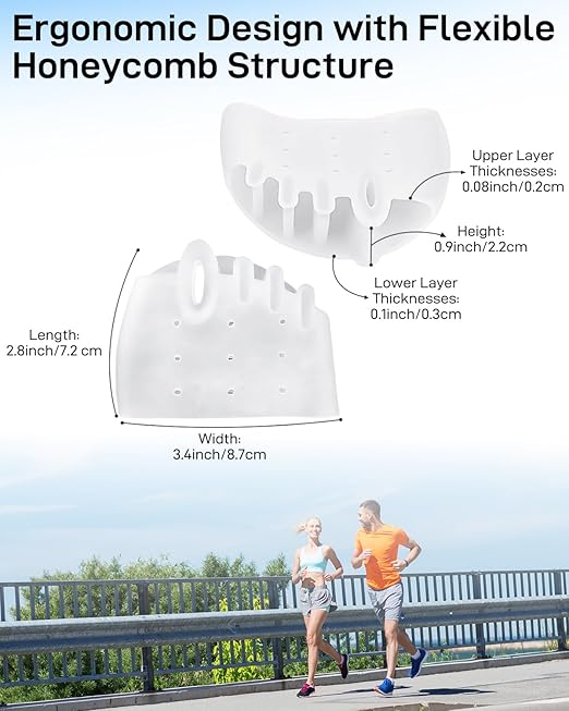 4 Pairs Silicone Toe Spacers Separators for Women Men Bunion Corrector, Hammertoe Straightener, Breathable Metatarsal Foot Support Pads Toe Cushions for Pain Relief (Clear)