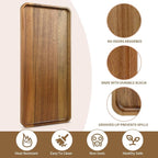 2 pcs15.7" x 7" Large Solid Acacia Wood Serving Tray Rectangular Wooden Serving - Image 3